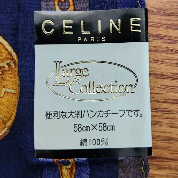 NWT - Vintage CELINE PARIS Large Collection Scarf Handkerchief Cotton Authentic - Picture 4 of 4